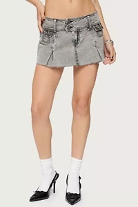 Edikted Vintage Washed Denim Mini Skort