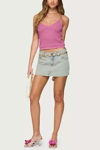 Edikted Frankey Sparkly Textured Knit Tank Top