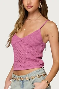 Edikted Frankey Sparkly Textured Knit Tank Top