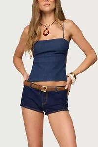 Edikted Conley Backless Denim Top
