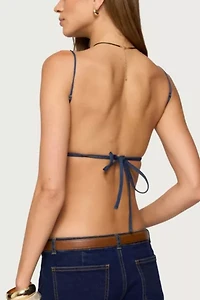 Edikted Conley Backless Denim Top
