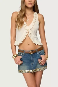 Edikted Marsh Ruffle Split Front Top