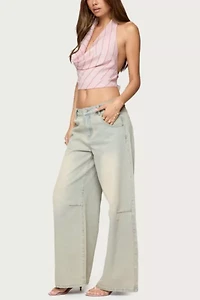 Edikted Stripey Metallic Cowl Neck Halter Top