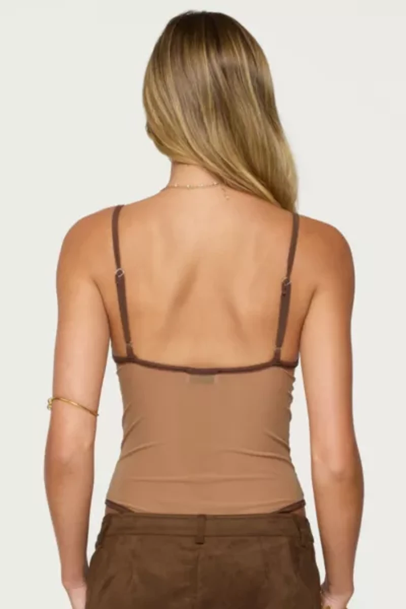 Edikted Contrast Sheer Mesh Cut Out Bodysuit