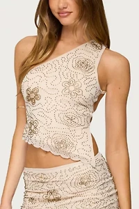 Edikted Astrid Beaded Backless One Shoulder Top