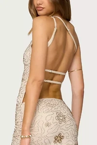 Edikted Astrid Beaded Backless One Shoulder Top