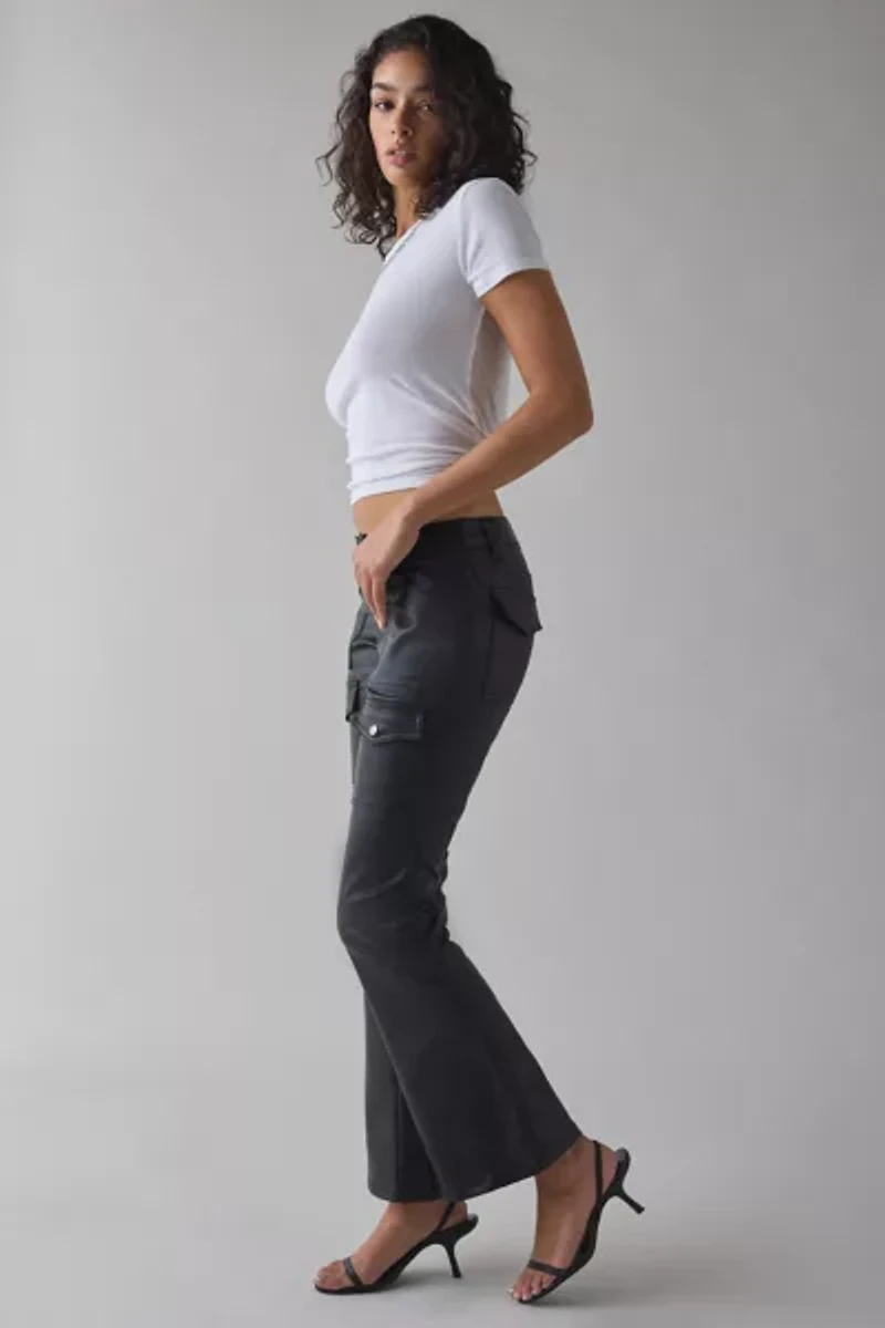 BDG Brigid Faux Leather Ultra Low-Rise Bootcut Utility Pant