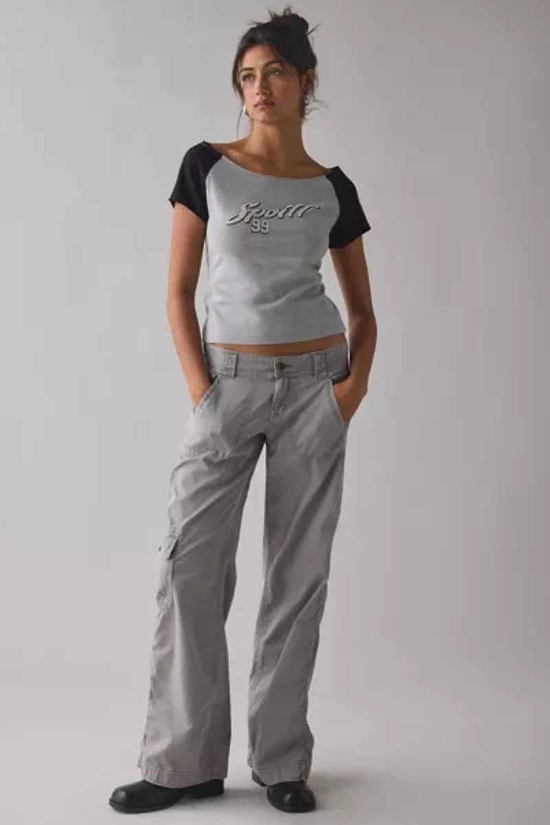 Spoilt ’99 Graphic Off-The-Shoulder Baby Tee