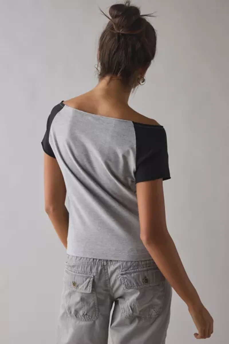 Spoilt ’99 Graphic Off-The-Shoulder Baby Tee