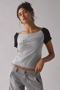 Spoilt ’99 Graphic Off-The-Shoulder Baby Tee