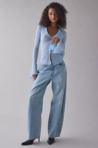 Kimchi Blue Abigail Sheer Lace Button Front Flyaway Top