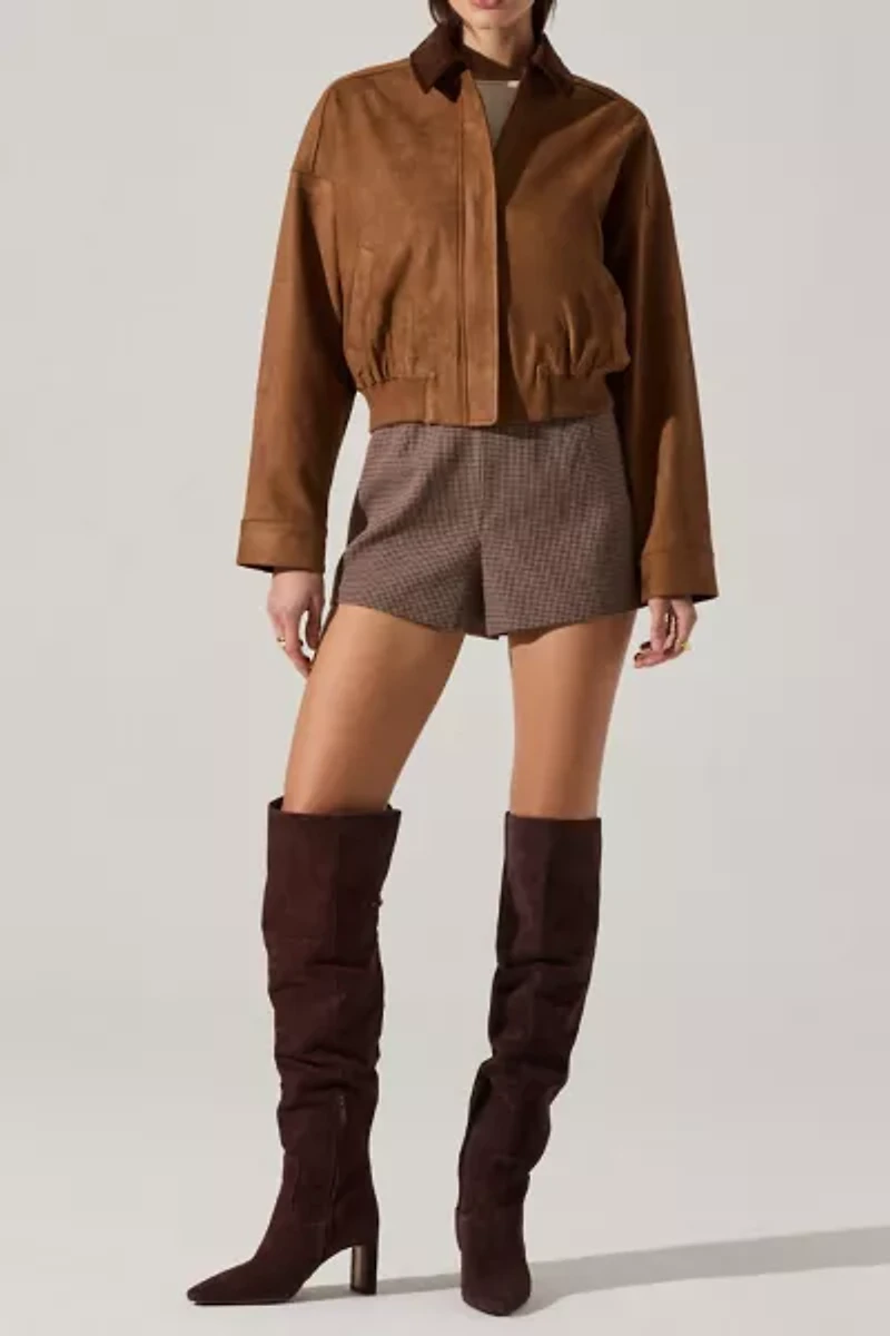 ASTR The Label Sorine Faux Suede Bomber Jacket