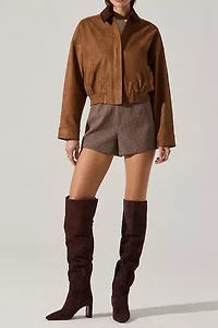 ASTR The Label Sorine Faux Suede Bomber Jacket