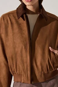 ASTR The Label Sorine Faux Suede Bomber Jacket