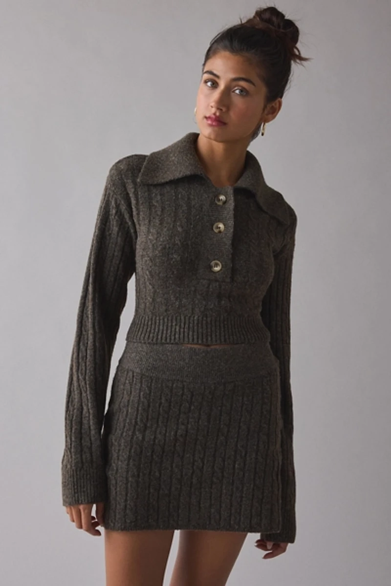 BDG Avery Cable Knit Sweater Skirt 2-Piece Set