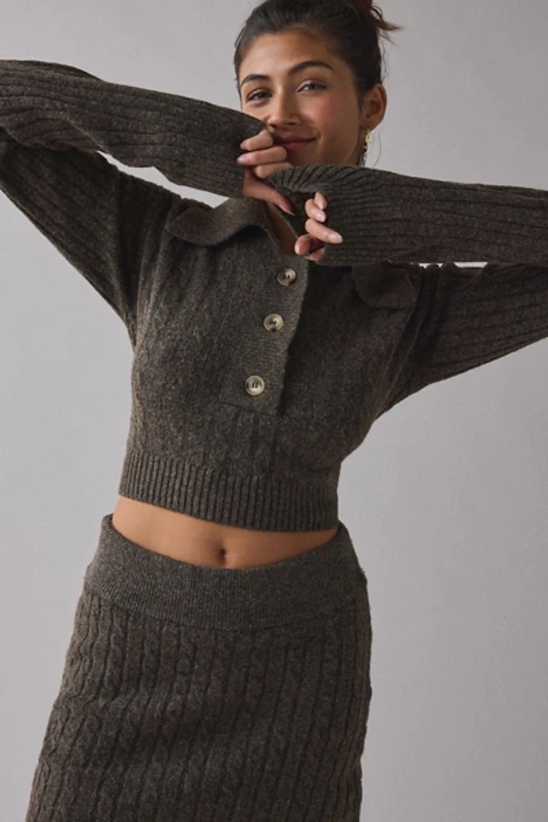 BDG Avery Cable Knit Sweater Skirt 2-Piece Set