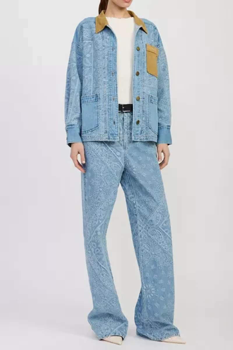 En Saison Tarak Jacquard Denim Barn Jacket