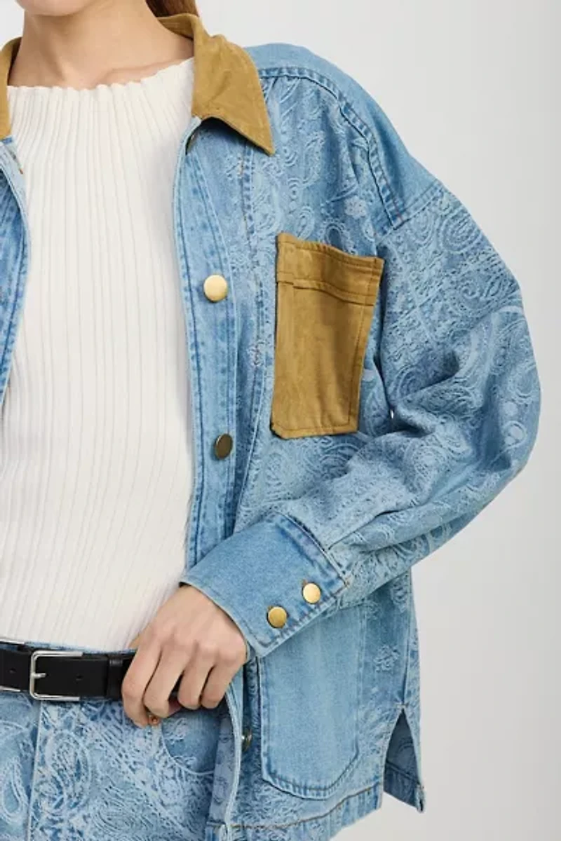 En Saison Tarak Jacquard Denim Barn Jacket