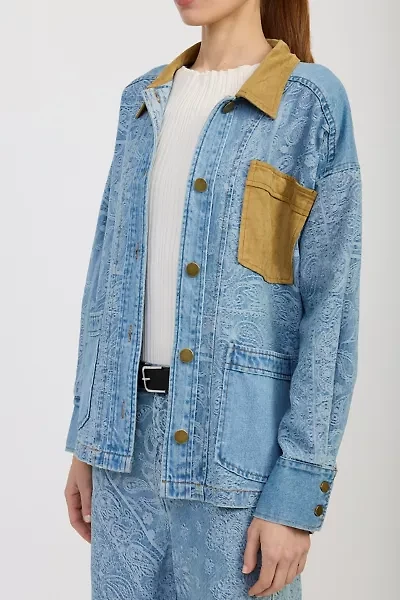 En Saison Tarak Jacquard Denim Barn Jacket