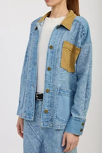 En Saison Tarak Jacquard Denim Barn Jacket