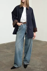 Moon River Corduroy Collar Oversized Barn Jacket