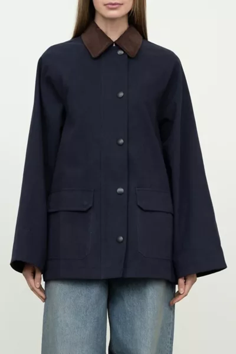Moon River Corduroy Collar Oversized Barn Jacket