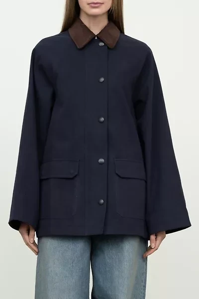 Moon River Corduroy Collar Oversized Barn Jacket