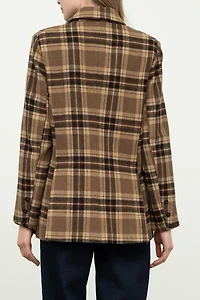 Moon River Brown Plaid Oversized Blazer