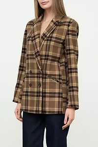 Moon River Brown Plaid Oversized Blazer