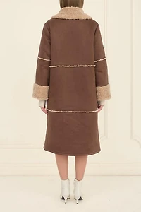 Moon River Faux Fur + Suede Long Coat