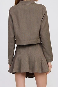 En Saison Aubrielle Floral Button Cropped Houndstooth Jacket