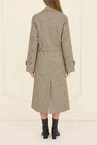 Moon River Belted Plaid Trench Coat