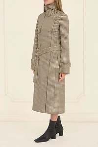Moon River Belted Plaid Trench Coat