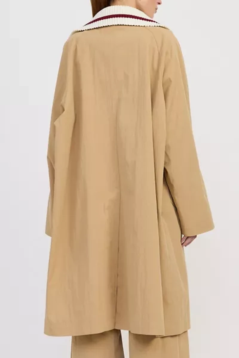 En Saison Marleigh Ribbed Collar Long Car Coat