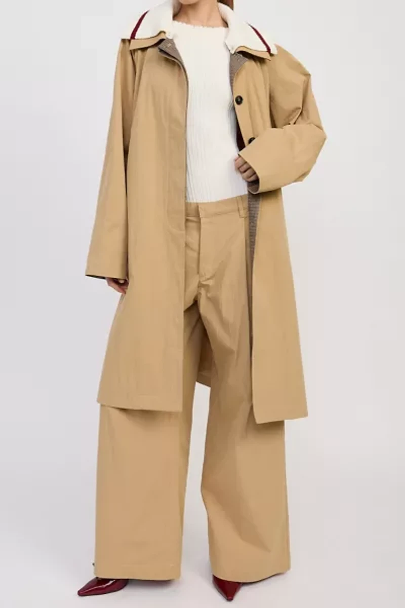 En Saison Marleigh Ribbed Collar Long Car Coat