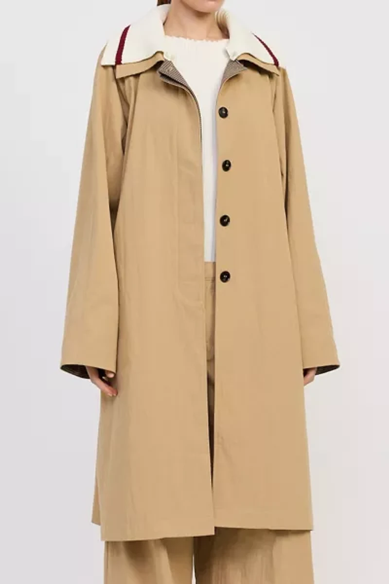 En Saison Marleigh Ribbed Collar Long Car Coat