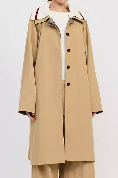 En Saison Marleigh Ribbed Collar Long Car Coat