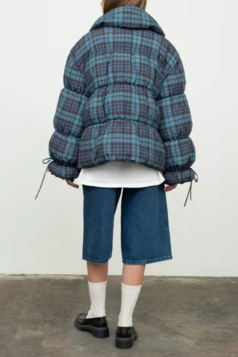 Moon River Plaid Oversized Puffer Jacket