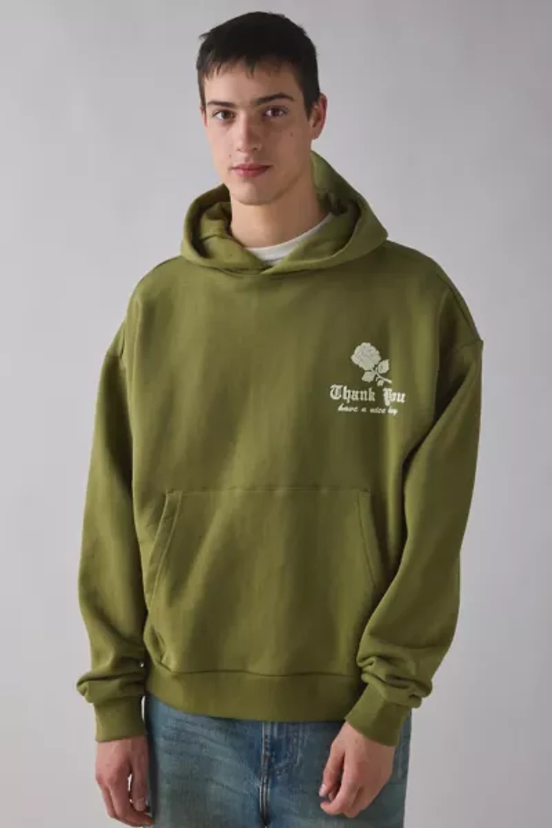 Market Studios Thank You Needlepoint Graphic Hoodie Sweatshirt