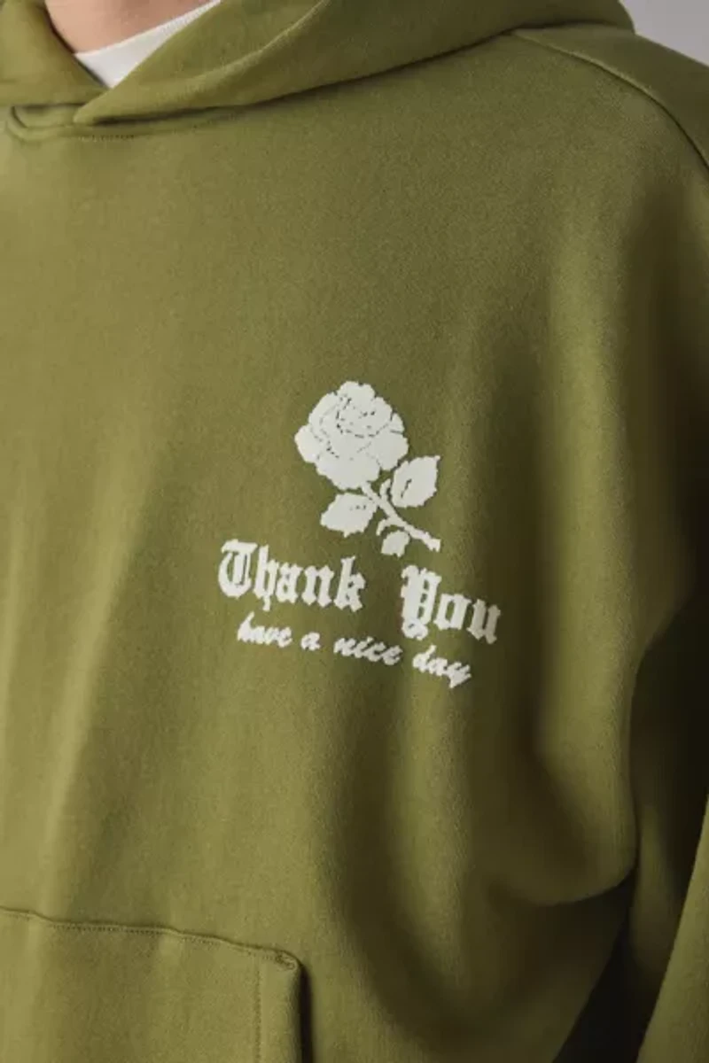Market Studios Thank You Needlepoint Graphic Hoodie Sweatshirt