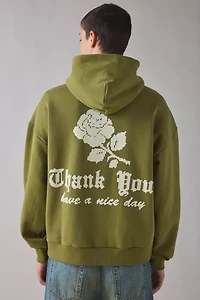 Market Studios Thank You Needlepoint Graphic Hoodie Sweatshirt