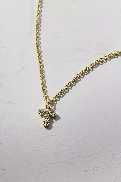 Electric Picks Like A Prayer Rhinestone Cross Necklace