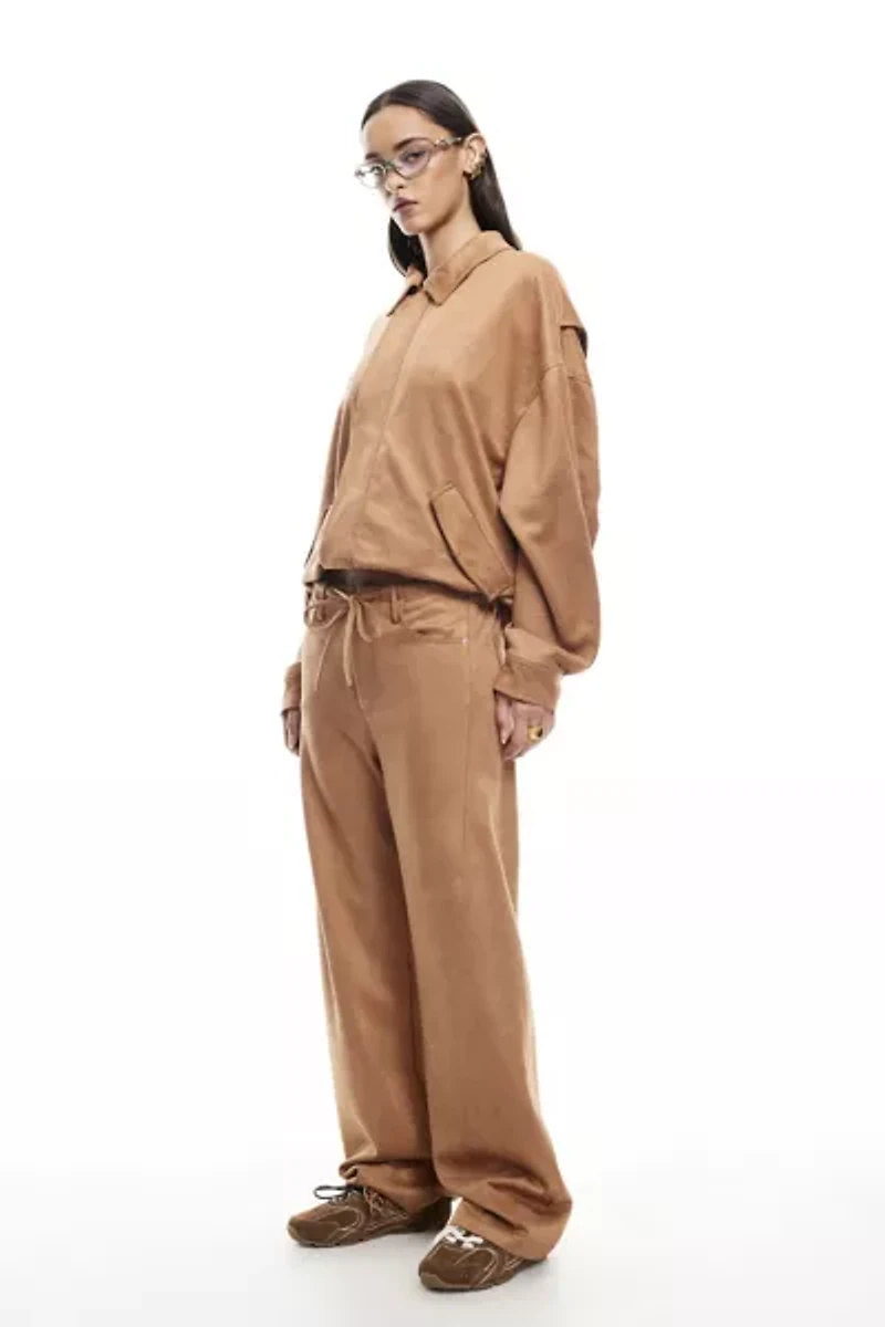 Lioness Kenny Oversized Faux Suede Bomber Jacket