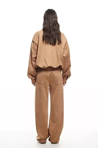 Lioness Kenny Oversized Faux Suede Bomber Jacket