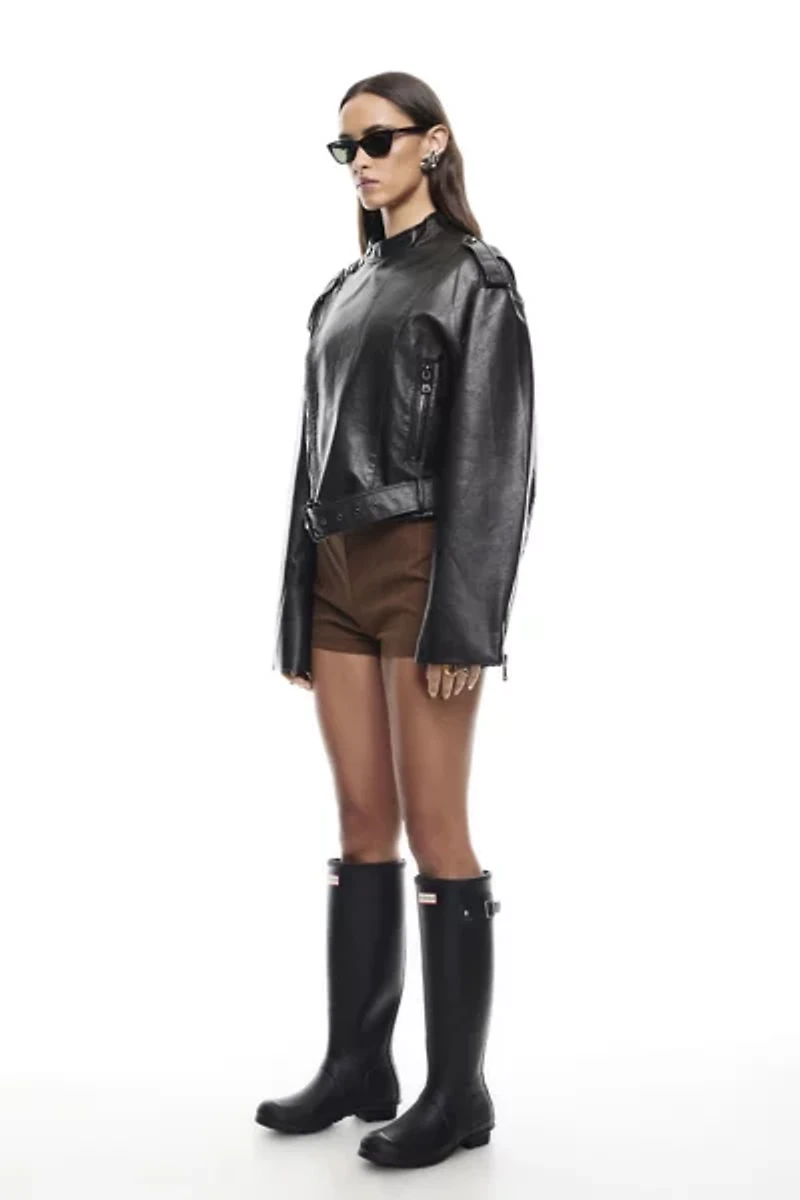 Lioness Driftwood Faux Leather Bomber Jacket
