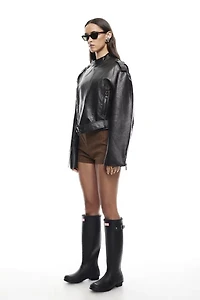 Lioness Driftwood Faux Leather Bomber Jacket