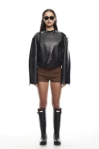 Lioness Driftwood Faux Leather Bomber Jacket