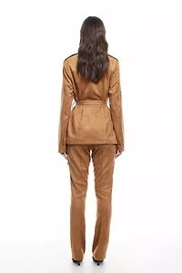 Lioness Bella Faux Suede Cropped Trench Coat