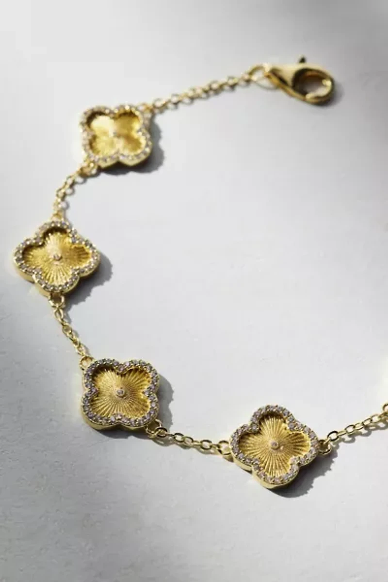 Electric Picks Clover Icon Rhinestone Chain Bracelet