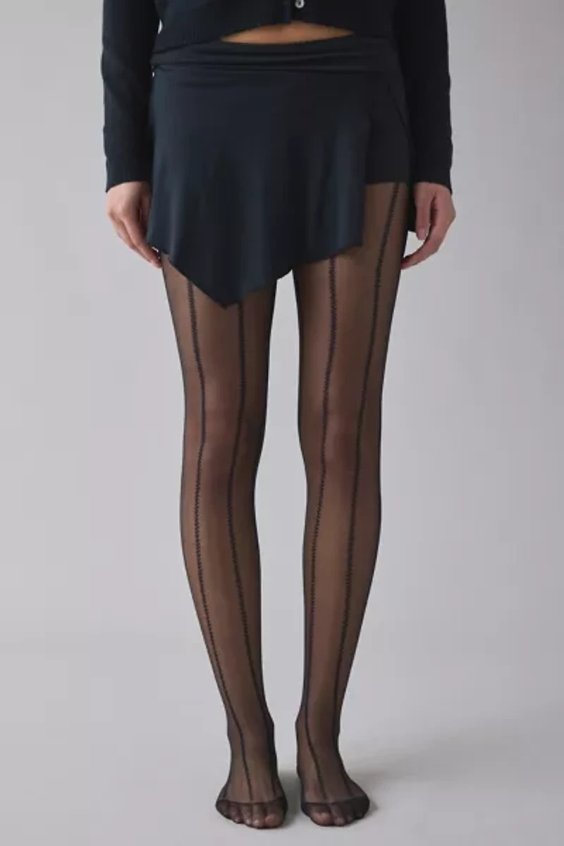 Beverly Floral Stripe Semi-Sheer Tights